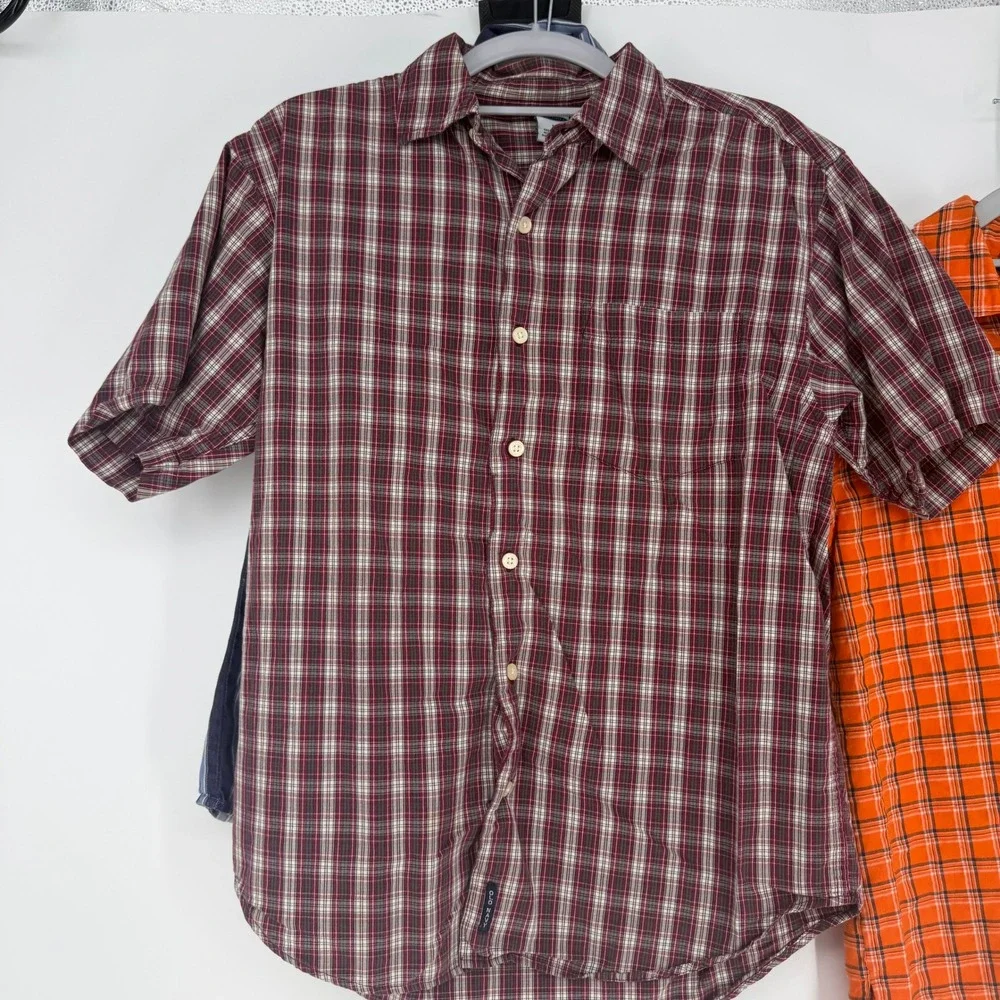 Lot of 3 Shirts Men Medium 10/12 Multicolor Plaid Striped Bundle Skater School